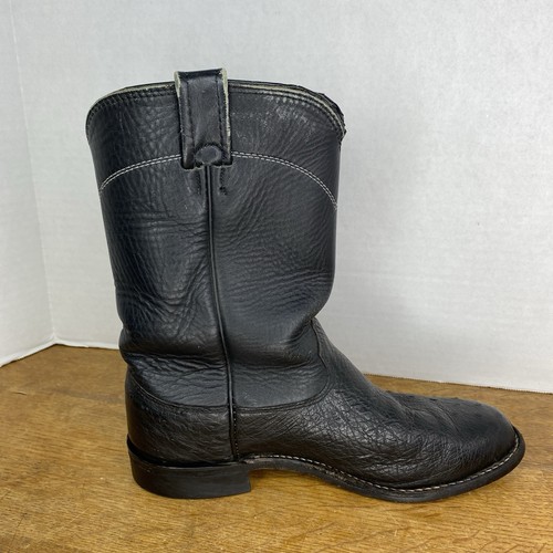Stivali da cowboy Larry Mahan neri quill struzzo uomo 7D western vintage esotici USA - Foto 4 di 22