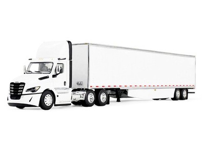 FREIGHTLINER 5TH GEN CASCADIA DAY CAB W/TRAILER WHITE 1/64 BY