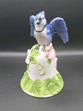 Vintage Ceramic Porcelain Blue Jay And Flowers Avon  Bell Year 2001 GUC NO BOX