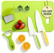 7 Pcs Kids Knife Set for Real Cooking, Toddler Cooking Set Montessori with Recip