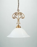 Pendelleuchte KüChe Jugendstil Messing Glas Rund Ø35 Cm E27 HäNgelampe Blendarm