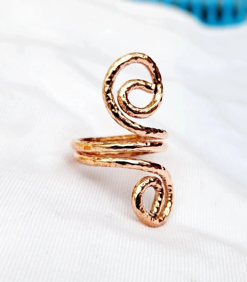Dainty Handmade Solid Pure Copper Adjustable Ring… - image 2