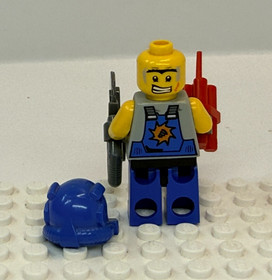 LEGO Power Miners Rex Minifigure w/ Utensil Dynamite Saw Orange Scar pm010 8959