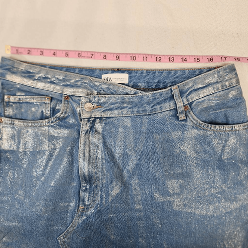 Gonna midi asimmetrica ZARA donna XL Trf argento metallizzato denim - Foto 3 di 7