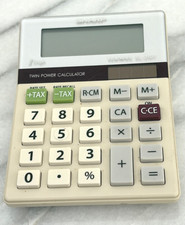 Sharp EL-310T Twin Power Desktop Calculator Solar Battery Tax Keys Tested Works