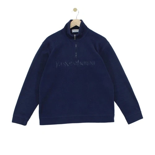 Vintage Yves Saint Laurent 1/4 Zip Fleece Mens Size L Blue
