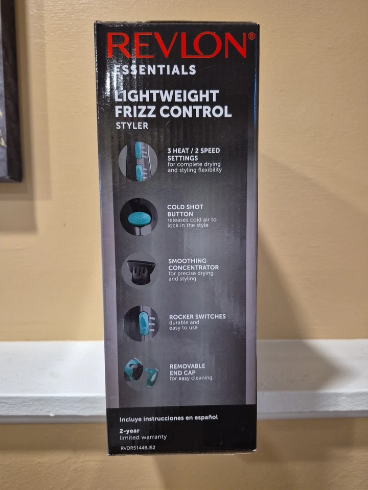 Revlon Essentials Frizz Control Styler Negro y Turquesa 1875 vatios Secado Rápido Foto 3 de 3