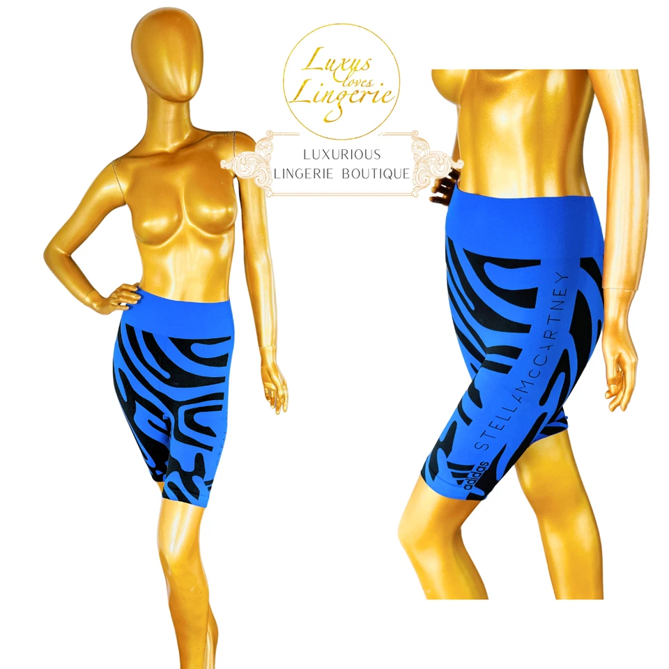 Stelle McCartney Adidas Par Wolford XS Bleu Noir Shorts Courte Hose Sport - Photo 1/1