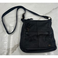 The Sak Black Pebbled Leather Crossbody Bag Adjustable Strap Front Pocket