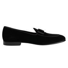 DOLCE & GABBANA Shoes Black Velvet Slip On Loafers Formal Men EU44 / US11 900usd