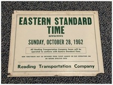 Reading Transportation Sign Daylight Savings Time 11x14 1962 Railroad Station