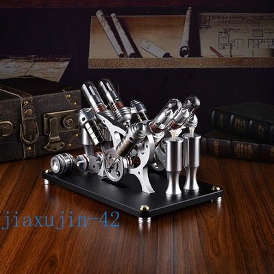 NEW Twin Cylinder Stirling Engine Generator Model Balance Type Metal Combustion