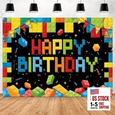 7x5ft Building Blocks Birthday Party Decorations Backdrop, Colorful Style-1