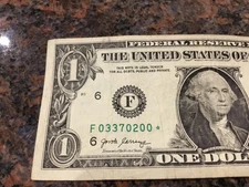 FANCY SERIAL NUMBER 1 DOLLAR BILL STAR NOTE 640K ZIP CODE