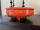Vintage Bauer Pottery 3 Footed Low Bowl Orange Ringware 1930s