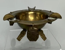 VTG Small Brass Aztec Mexico Themed Ashtray With Dangling Charms