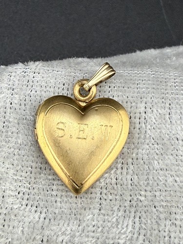 Vintage Gold Filled Locket Heart Pendant Engraved SEW