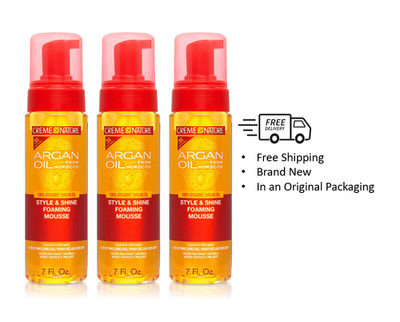 Creme of Nature Argan Oil  Style and Shine Foaming Mousse 7oz / 207ml, 3 PACK !