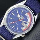 VINTAGE REFURBISHED SEIKO 5 AUTOMATIC 6309A JAPAN MENS BLUE DIAL WATCH a441152-1
