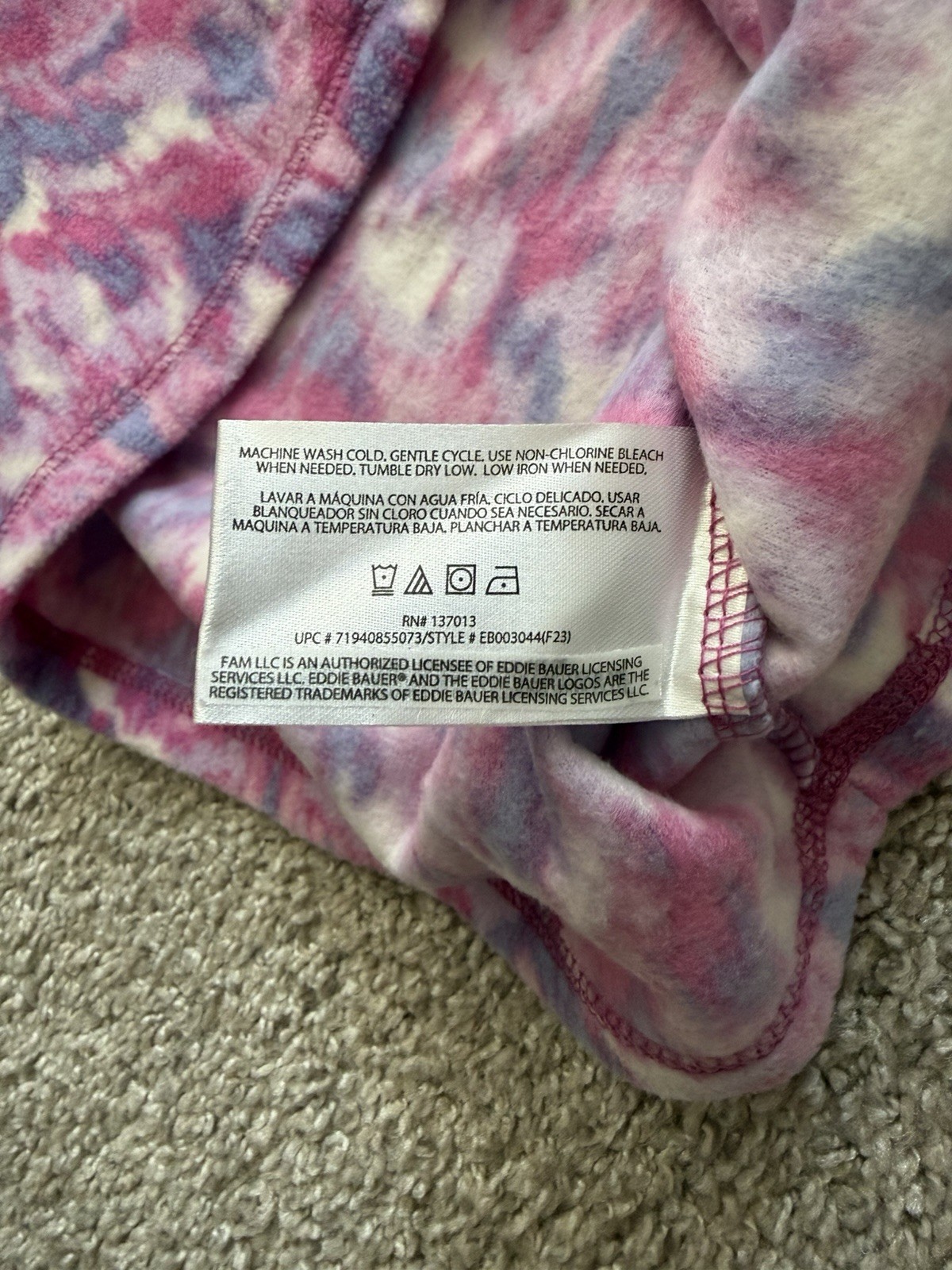 Eddie Bauer Women Fleece Pullover XS 1/4 Zip Pink Blue Pattern Cozy image 6
