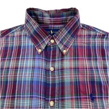Polo Ralph Lauren Shirt Men s M Slim Fit Plaid Preppy Oxford Cotton OCBD
