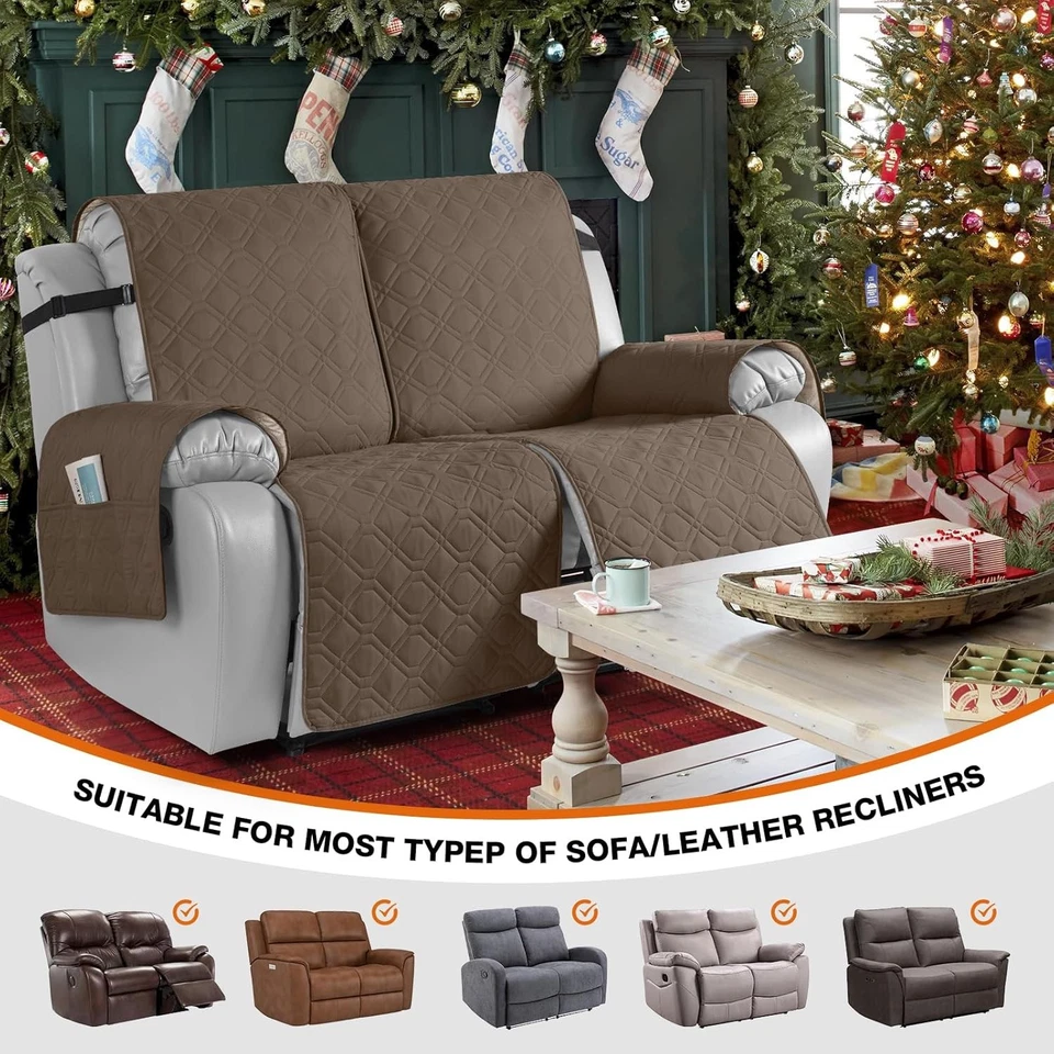VANSOFY Waterproof Recliner Sofa Cover – Washable Non-Slip, Brown 2-Seater - Imagem 4 de 4