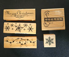 Christmas Rubber Stamp Lot 5/Lot - Snowflakes Lights Greeting Recollections