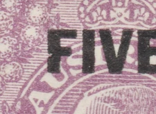 KGV SMW PERF 13.5 4½d VIOLET SURCHARGED DAMAGED "F" MINT