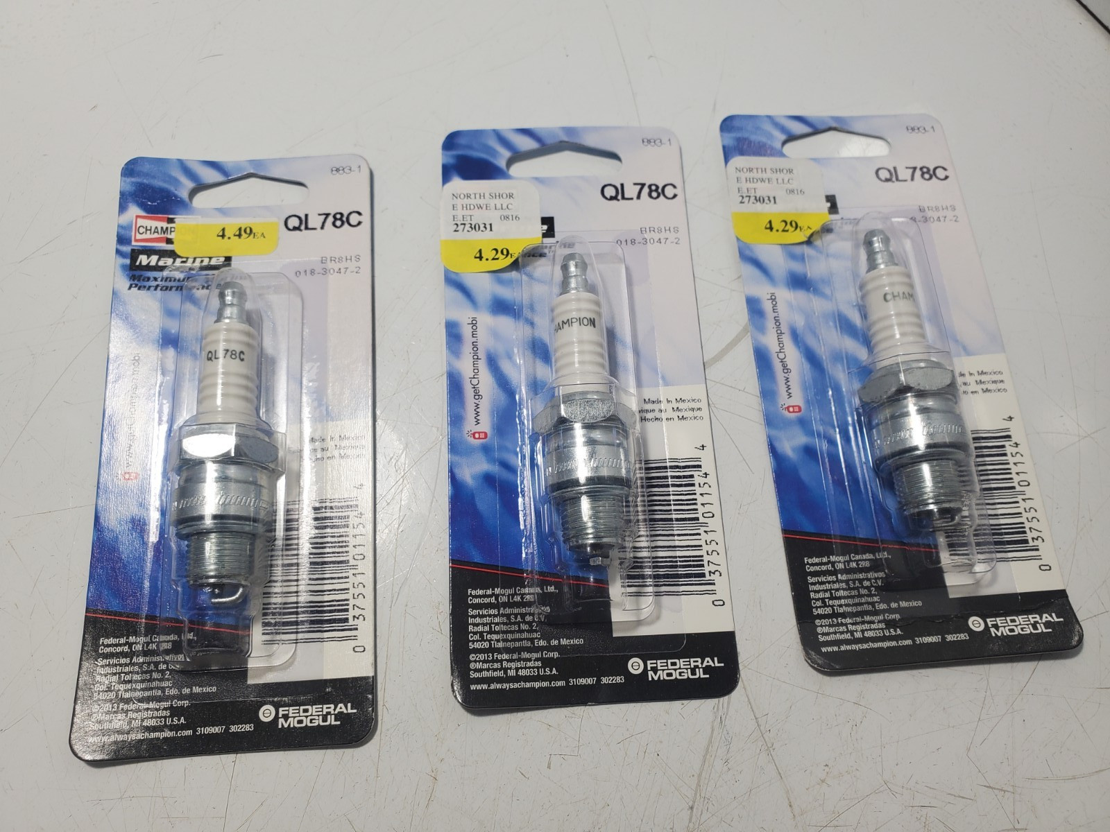 3 Champion Spark Plug QL78C 883-1 NOS