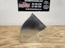 45° elbow 8"x20" to 8"x20" with 4"x4" throat manufactured from 26 gauge metal 
