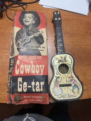 Vintage Western Toy Mattel Music Box  Cowboy Ge-Tar 1953 Guitar