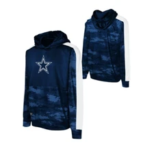 NWT Dallas Cowboys Pro Drill Navy Pullover Hoodie Sweatshirt YOUTH Lg 14-16