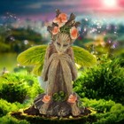 Forest Sprite Ornament Fantasy Fairy Figurine Mystical Statue Pixie Garden Decor
