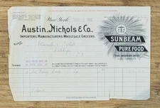 1912 Billhead New York City Austin Nichols Wholesale Grocers Sunbeam