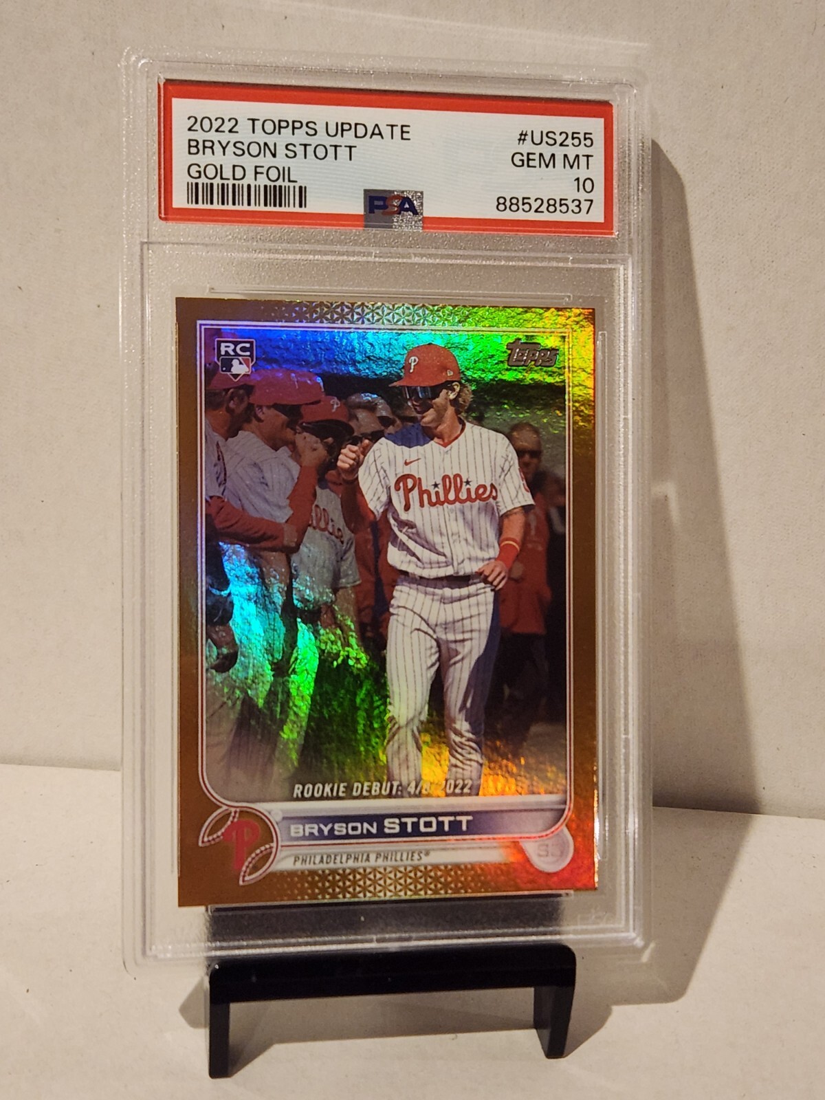 2022 Topps Update US255 Bryson Stott Gold Foil RC PSA Gem 10 Rookie Phillies
