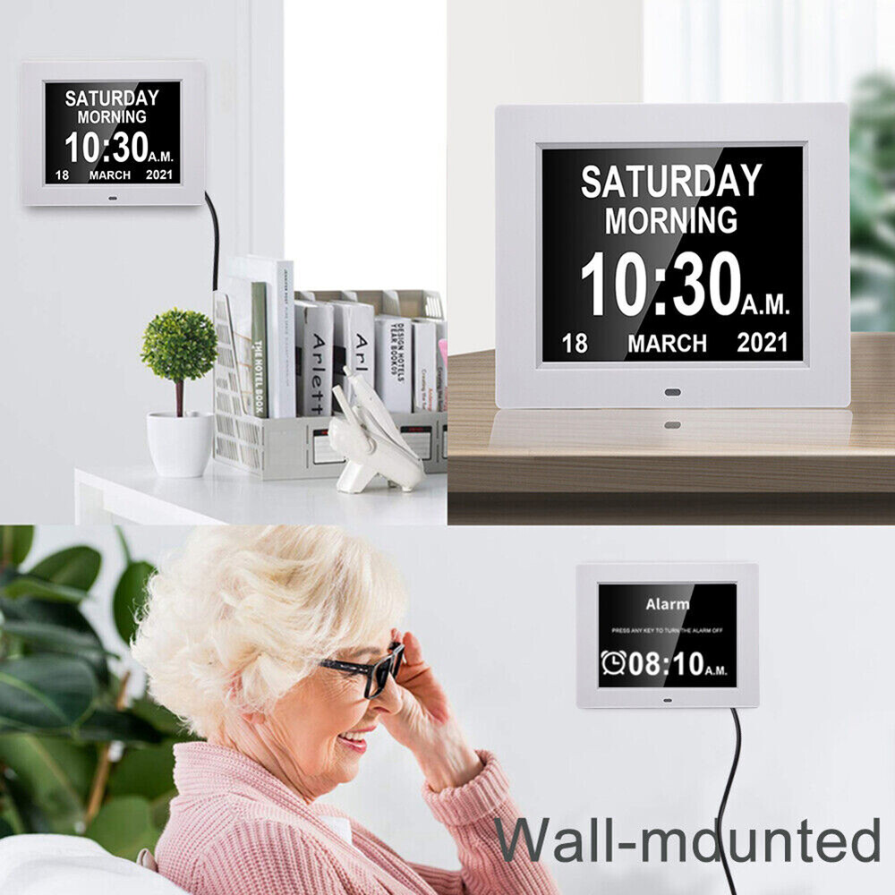 8'' LED Large Digital Day Clock Calendar Dementia Date Week Month Year