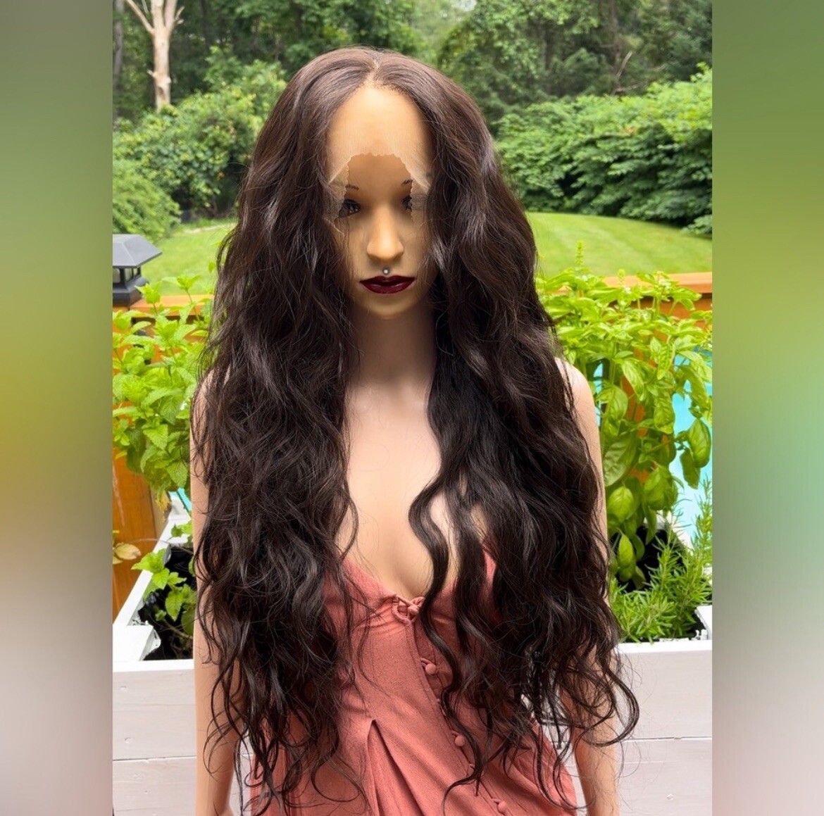 - Human hair blend brown middle long wig Amazon.com : beautkol U Part Human Hair Wig Body Wave  main image 2