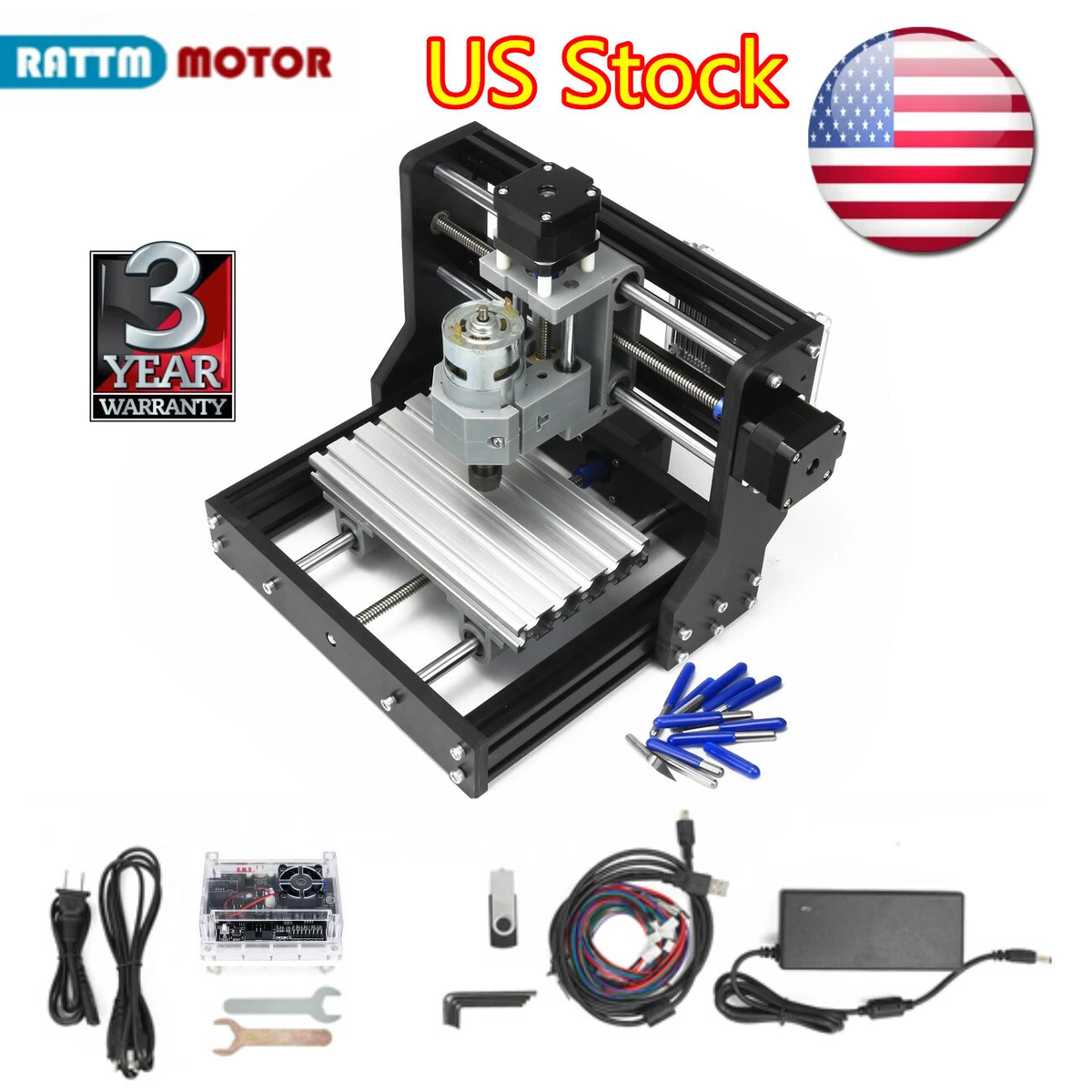 営業 RATTMMOTOR 3? CNC 1610 PRO GRBL Control DIY ミニ USB 卓上