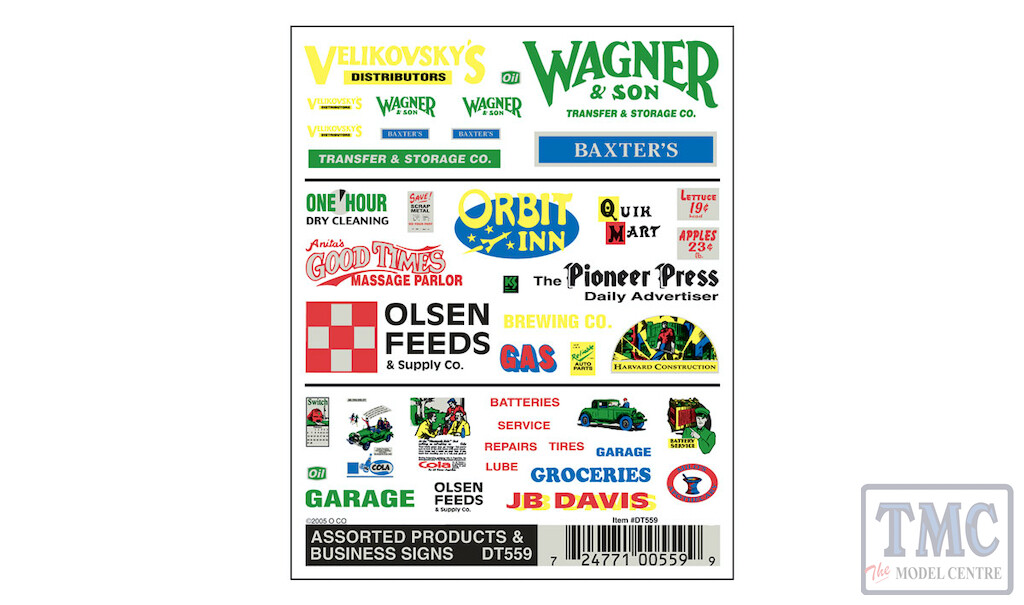 DT559 Woodland Scenics O/HO/N Scale Business Signs