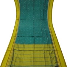 Vintage Green Sarees 100 Pure Silk Handwoven South Indian Sari 5YD Craft Fabric