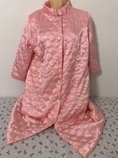 Gaymode Penney's Vintage Pink Quilted Satin Button Down Robe sz M