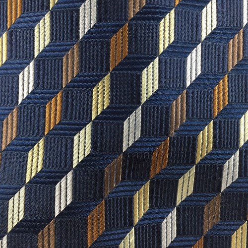 VALERIO GARATI 60L Blue & Copper Geometric Silk Mens Neck Tie - Picture 2 of 8