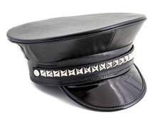Studded Police Hat Captain Halloween Costume Show Drag Queen BDSM PUNK Goth