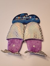 Mermaid Slippers Ladies Small 5/6 Brand New Purple Holographic Fish Scale