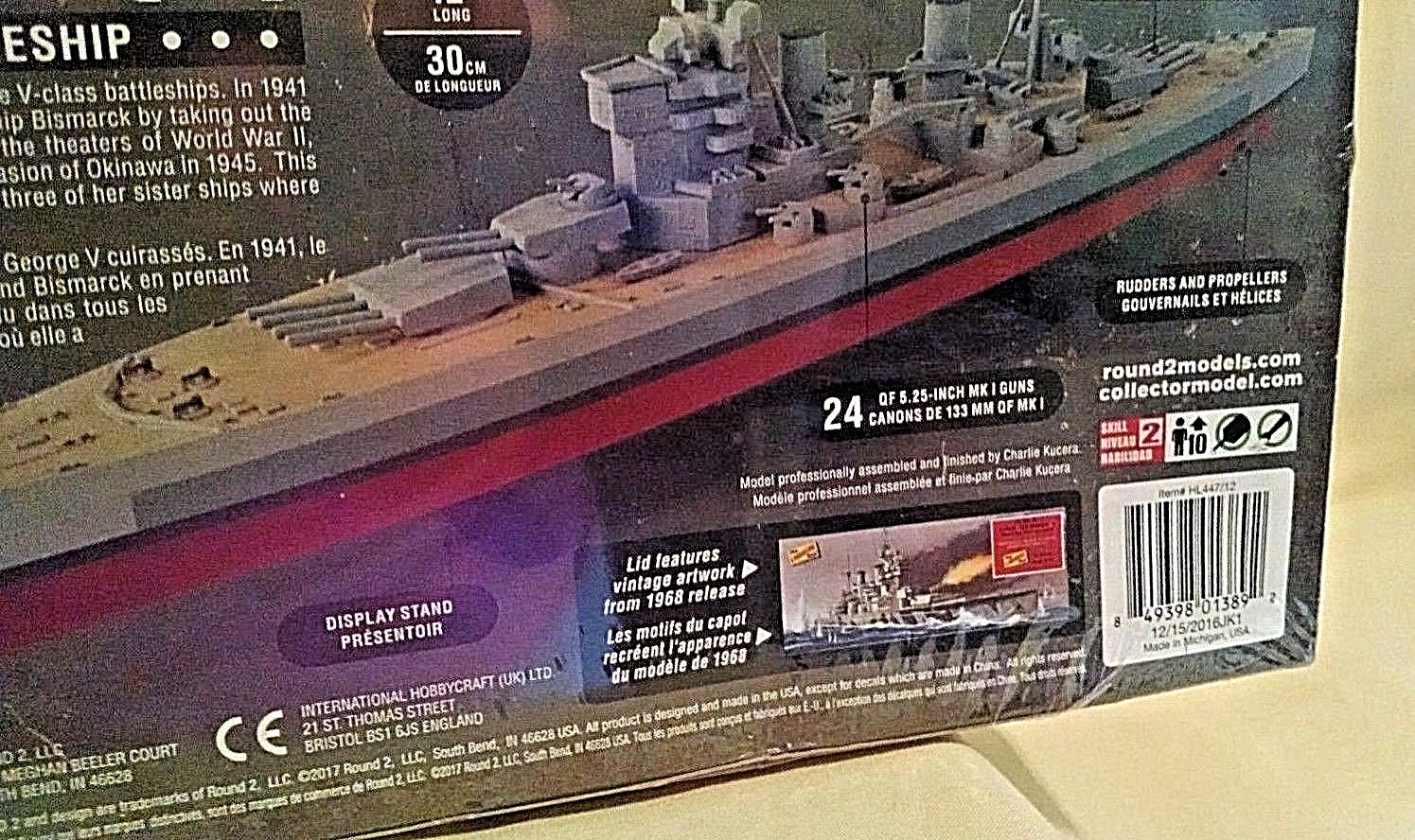 HMS King George V Model WWII British Battleship Lindberg New 2017 1:75 Sealed