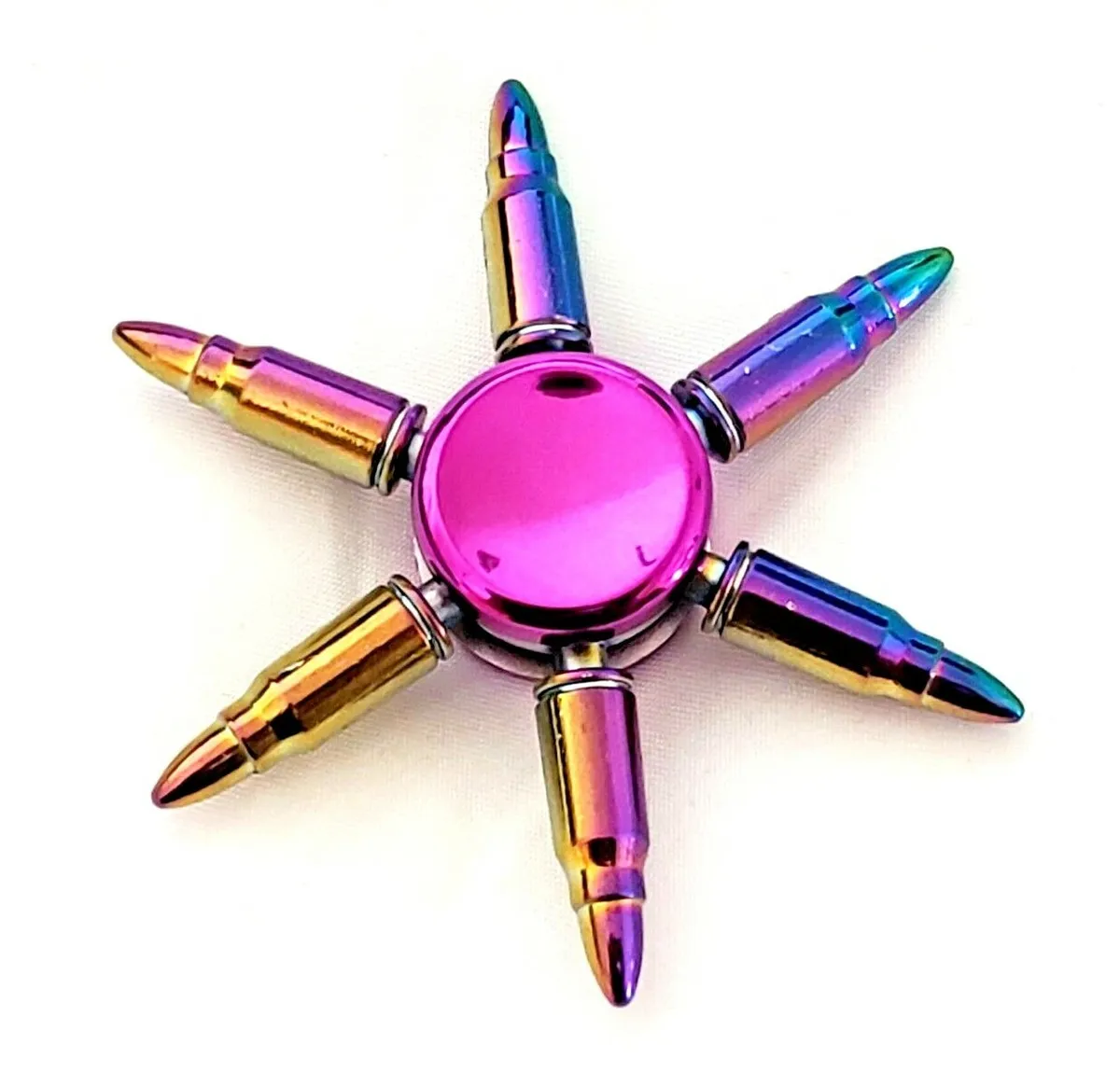 Rainbow Bullets Metal Fidget Spinner Toy Boys Girls Kids Adults ADHD Focus