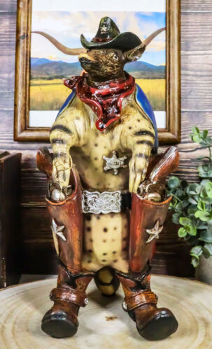 Figurine Western Rustic Texas Sherriff Cowboy Texan Armadillo grandes armes et bottes - Photo 1 sur 9