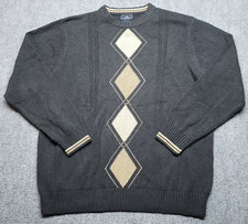 Dockers Sweater Mens XL Black Beige Diamond Pullover Crew Neck Pure Cotton