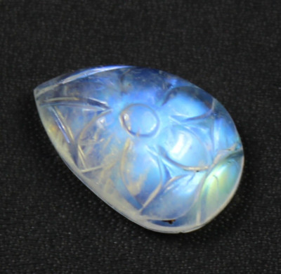 Natural Blue Moonstone Pear Shape Carved Stone Handmade Carving Gemstone 10.90Ct