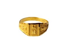Certified Solid 22K/18K Yellow Fine Gold Carved Design Kids Ring Size-1